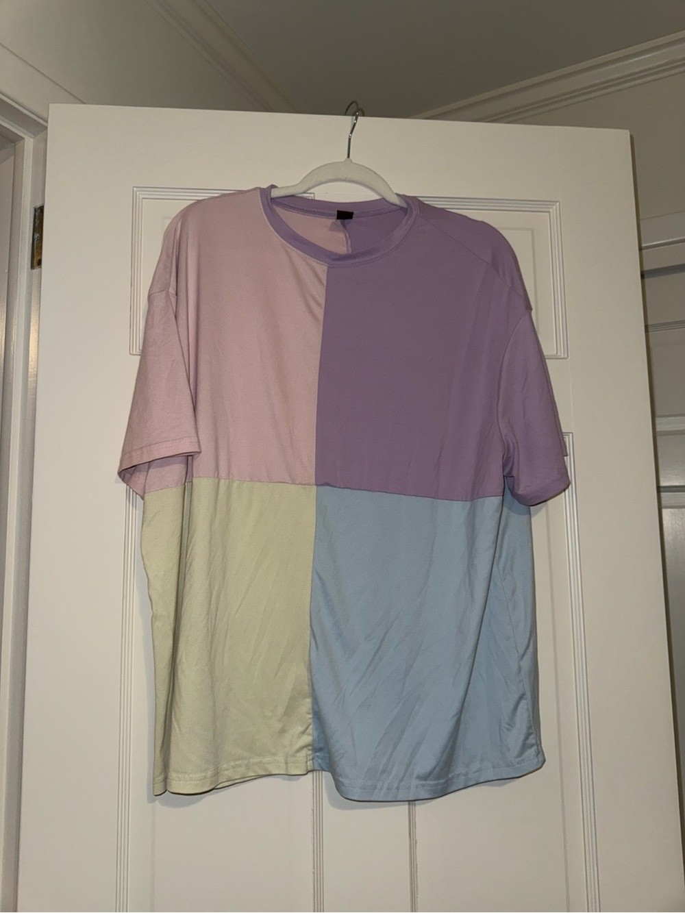 Women’s Pastel Colorblock Short-Sleeve T-Shirt - Lavender/Pink/Blue/Cream